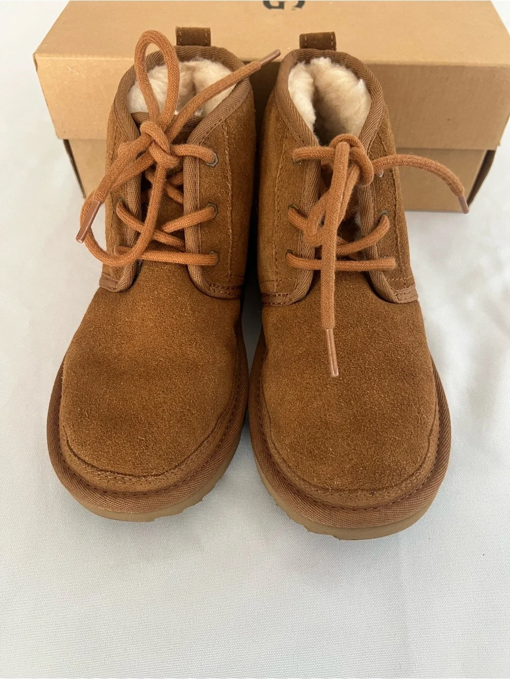 UGG Kids Chestnut Brown Suede Lace-Up Boots
